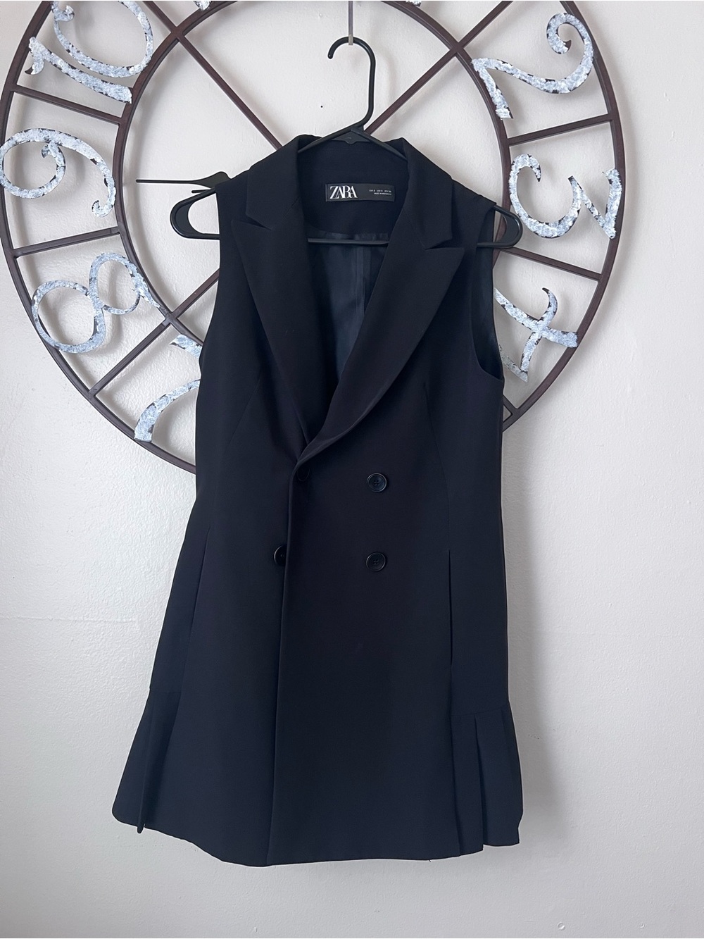 ZARA Black Sleeveless Double-Breasted Blazer Dress
